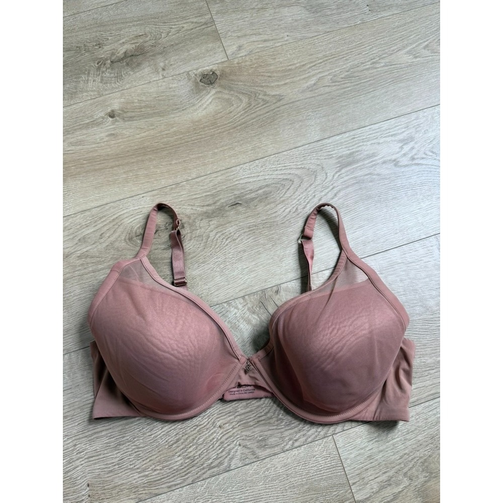 ThirdLove 24/7 Classic Contour Plunge Bra Mesh Underwire Lined Taupe size 38D